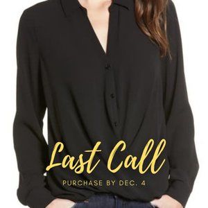 All in Favor Drape Front Blouse - Black